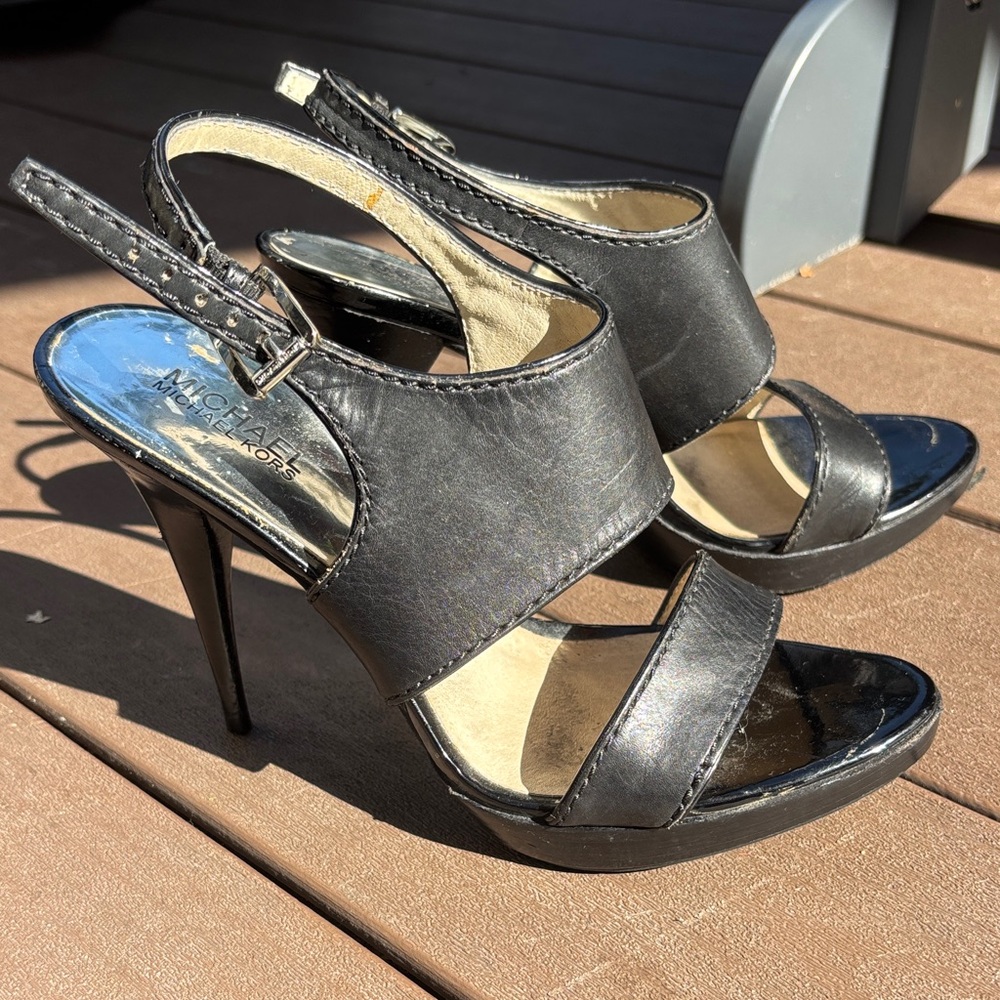 Michael Kors Black Strappy Heels - Picture 2 of 6